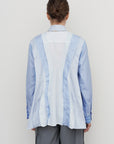 PEPLUM-PLEAT PATCHWORK SHIRT
