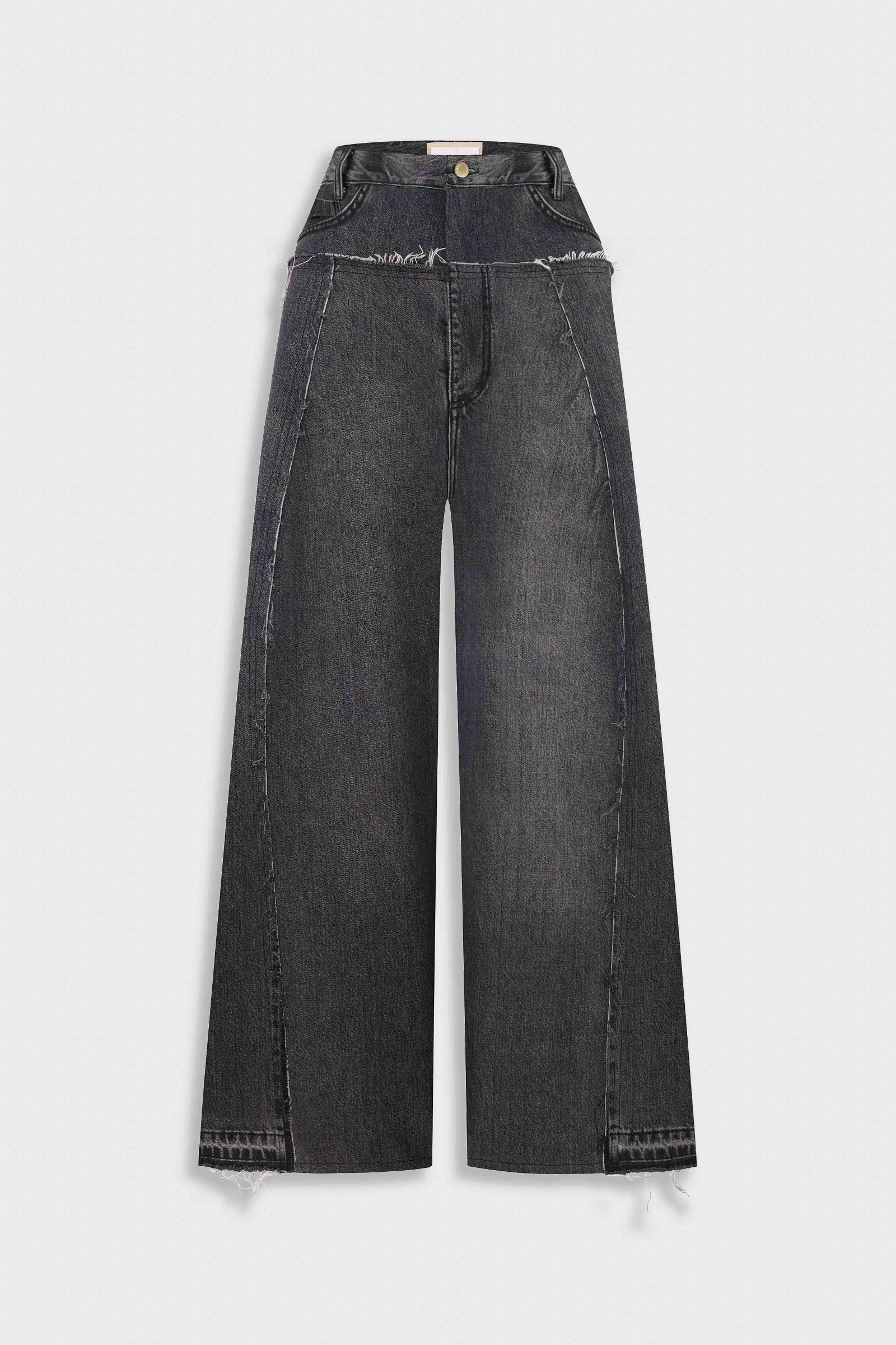 Сірі джинси з середньою посадкою широкого крою по всій довжині