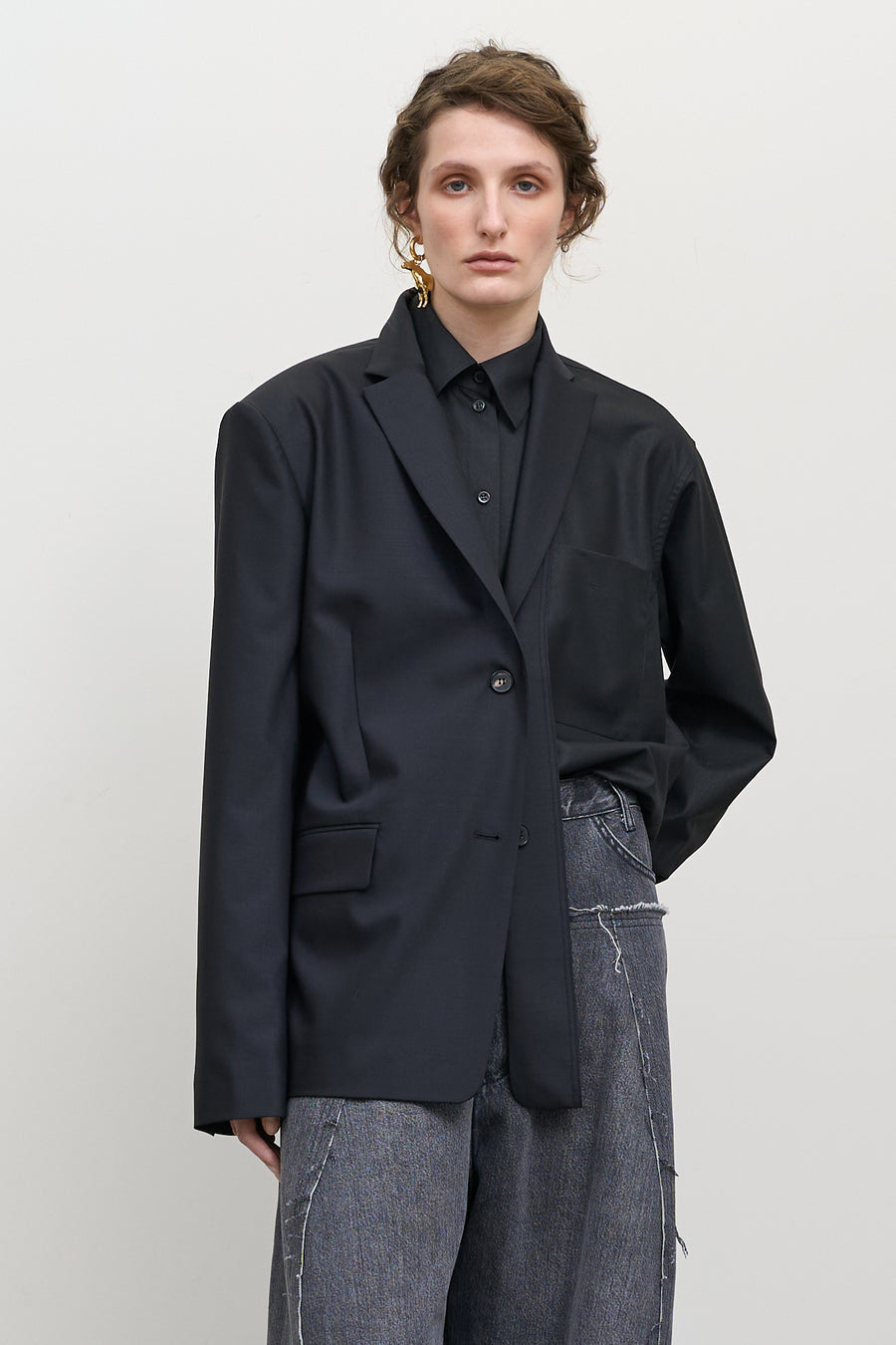 Деконструйований жакет з накладками чорний