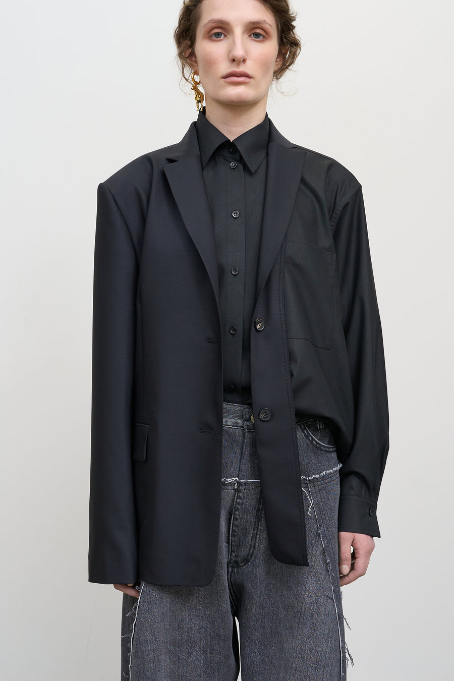 Деконструйований жакет з накладками чорний