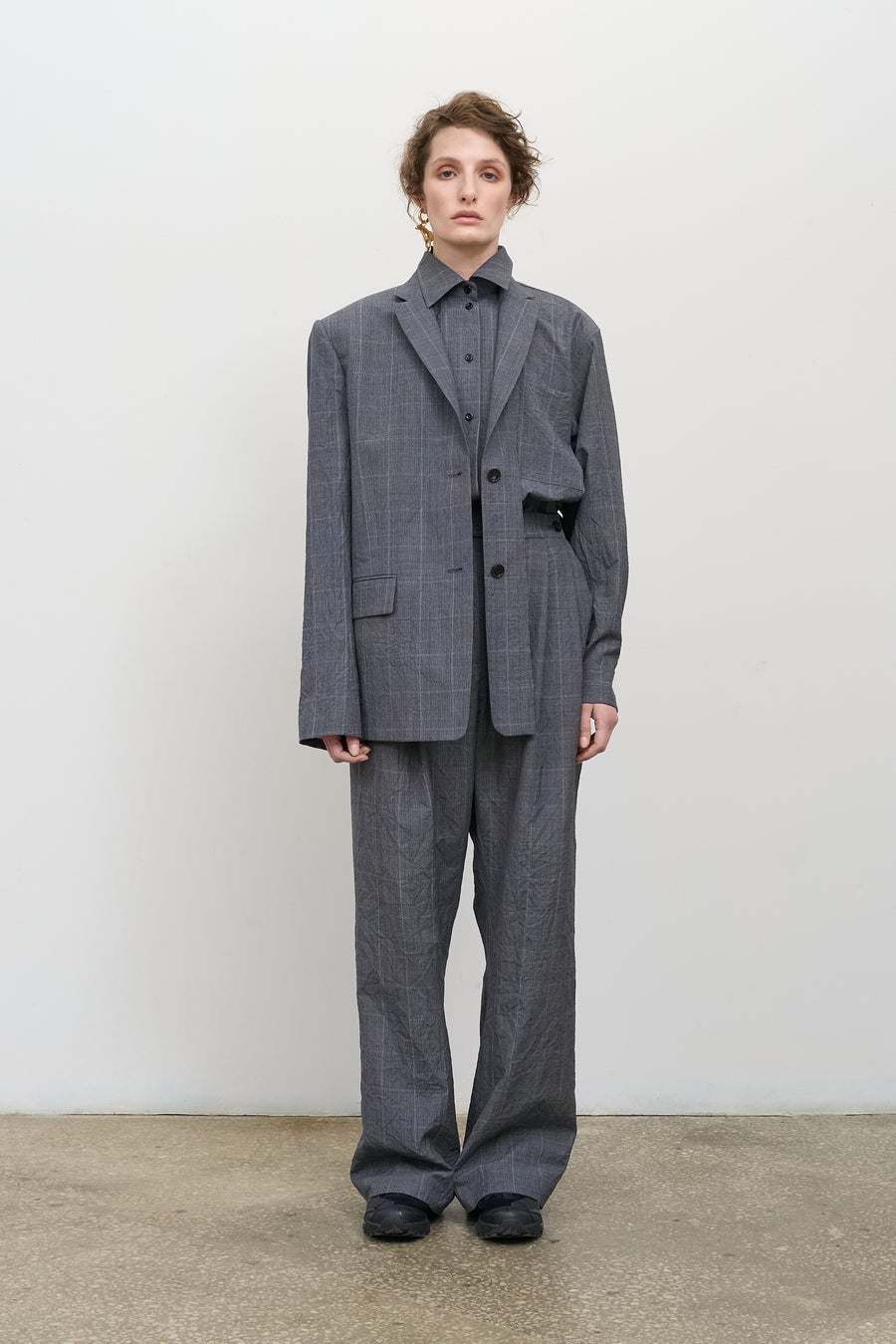 Деконструйований жакет з накладками сірий