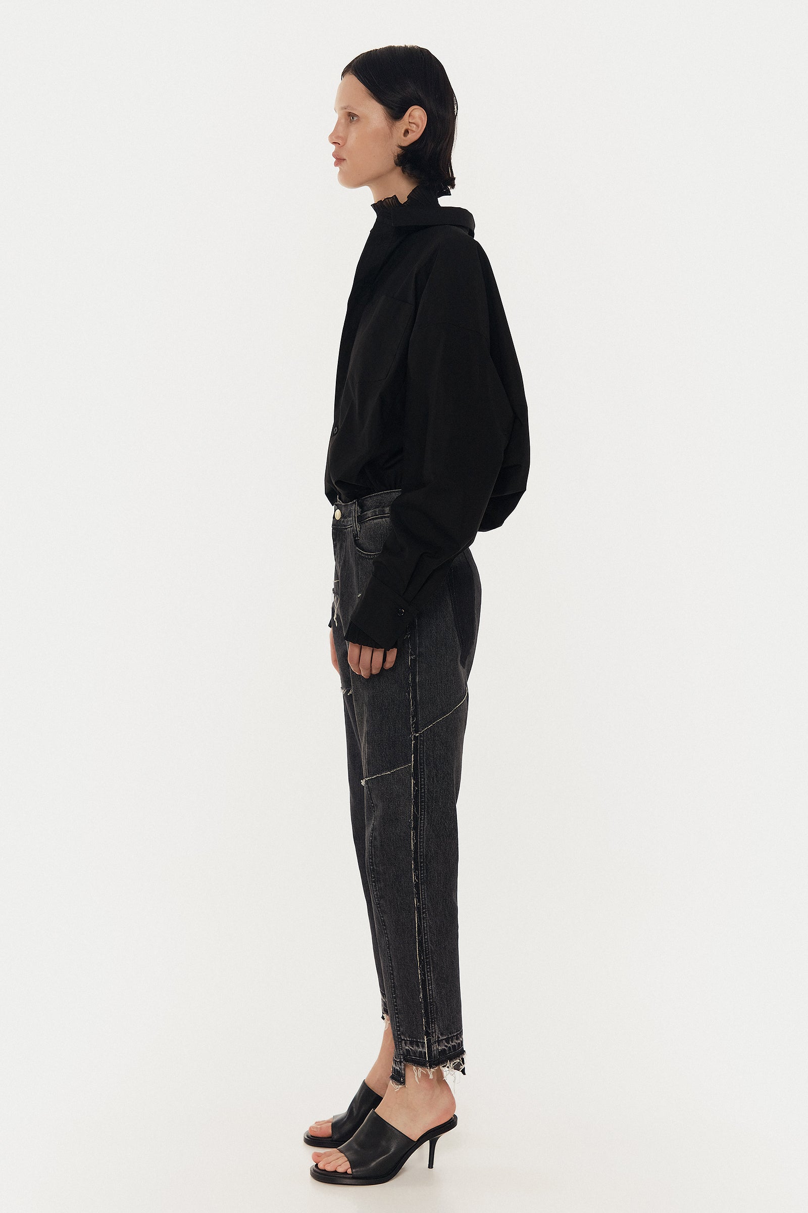 Джинси з патчворк сірі