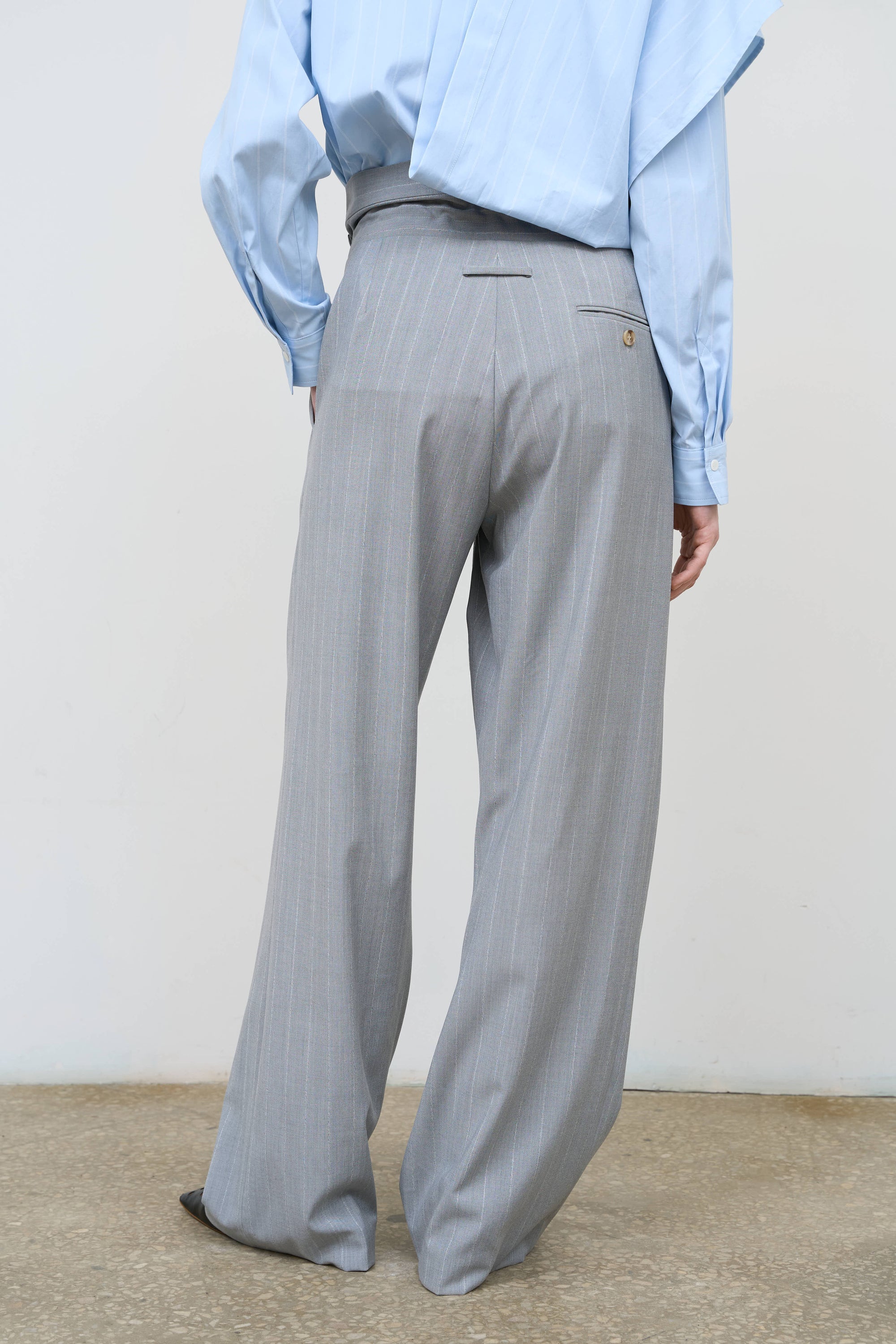 LITKOVSKA Pinstripe Pleated Pants with Drawstring