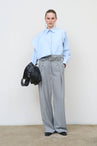 PINSTRIPE PLEATED PANTS WITH DRAWSTRING