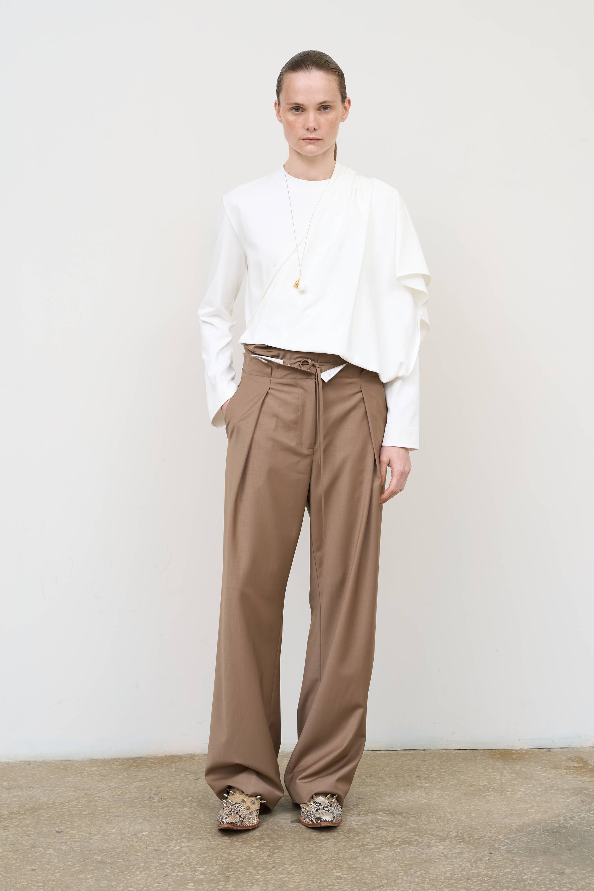 LITKOVSKA Pleated Pants with Drawstring