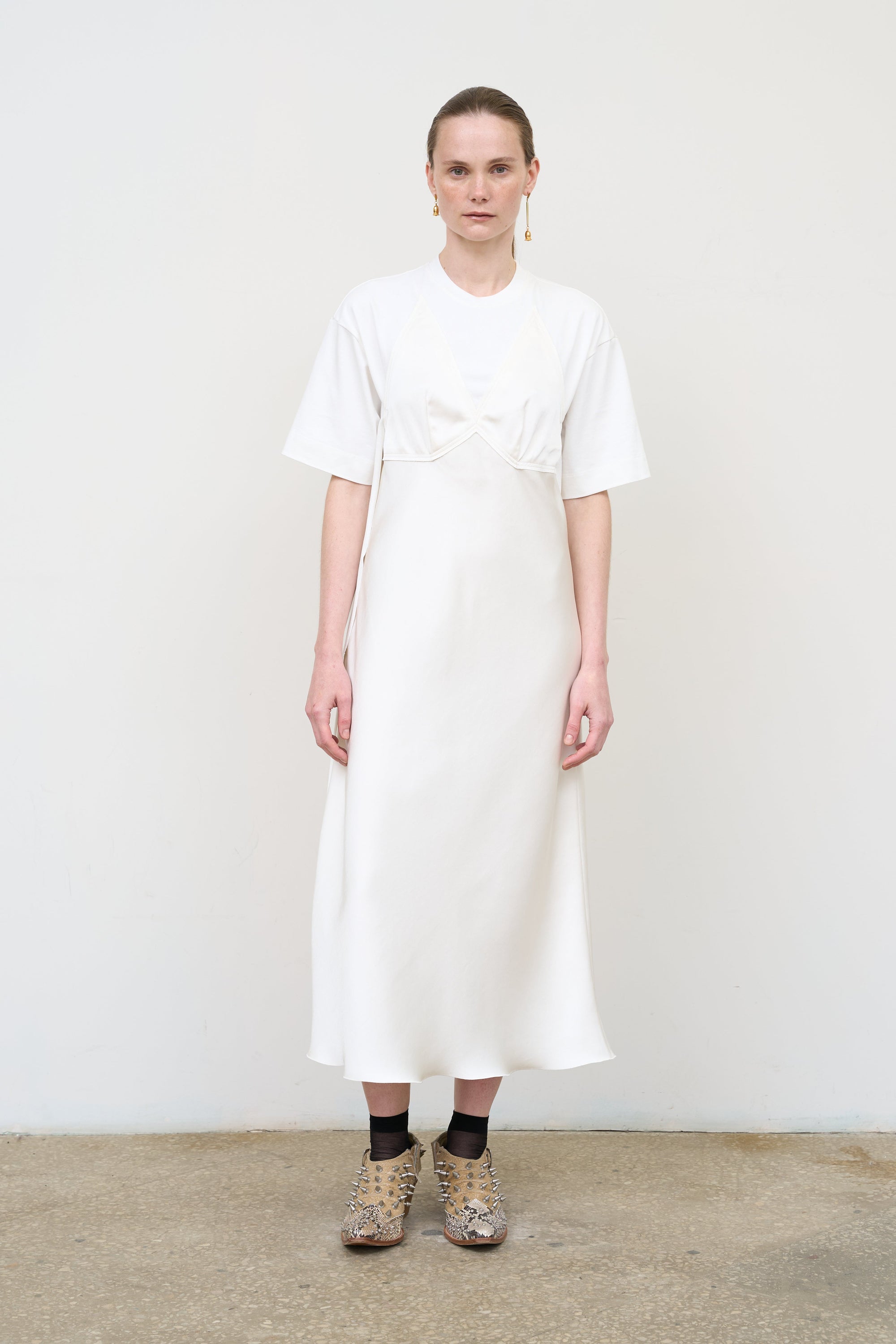 Soft-Structured Tee Dress in White1