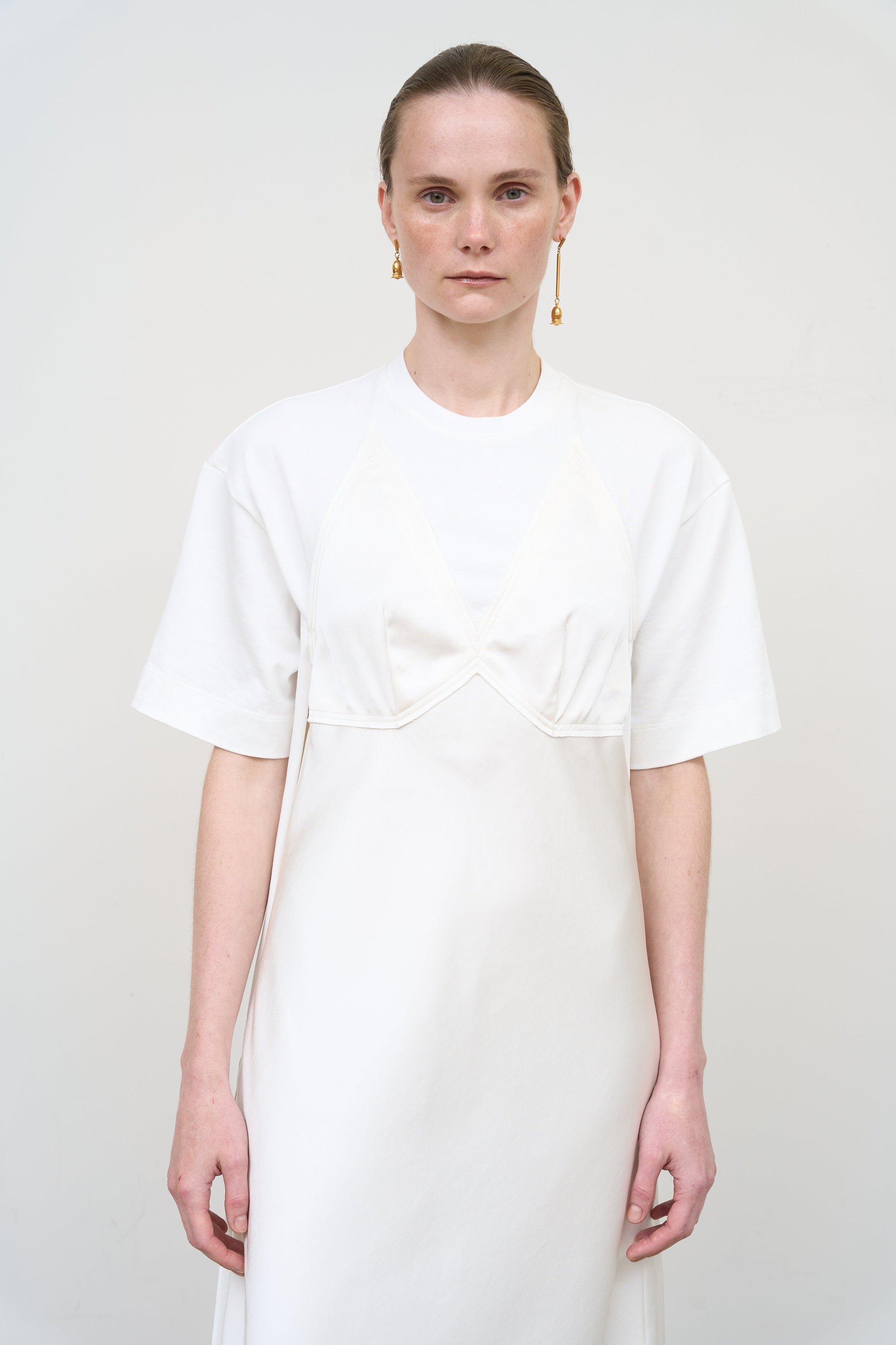 Soft-Structured Tee Dress in White2
