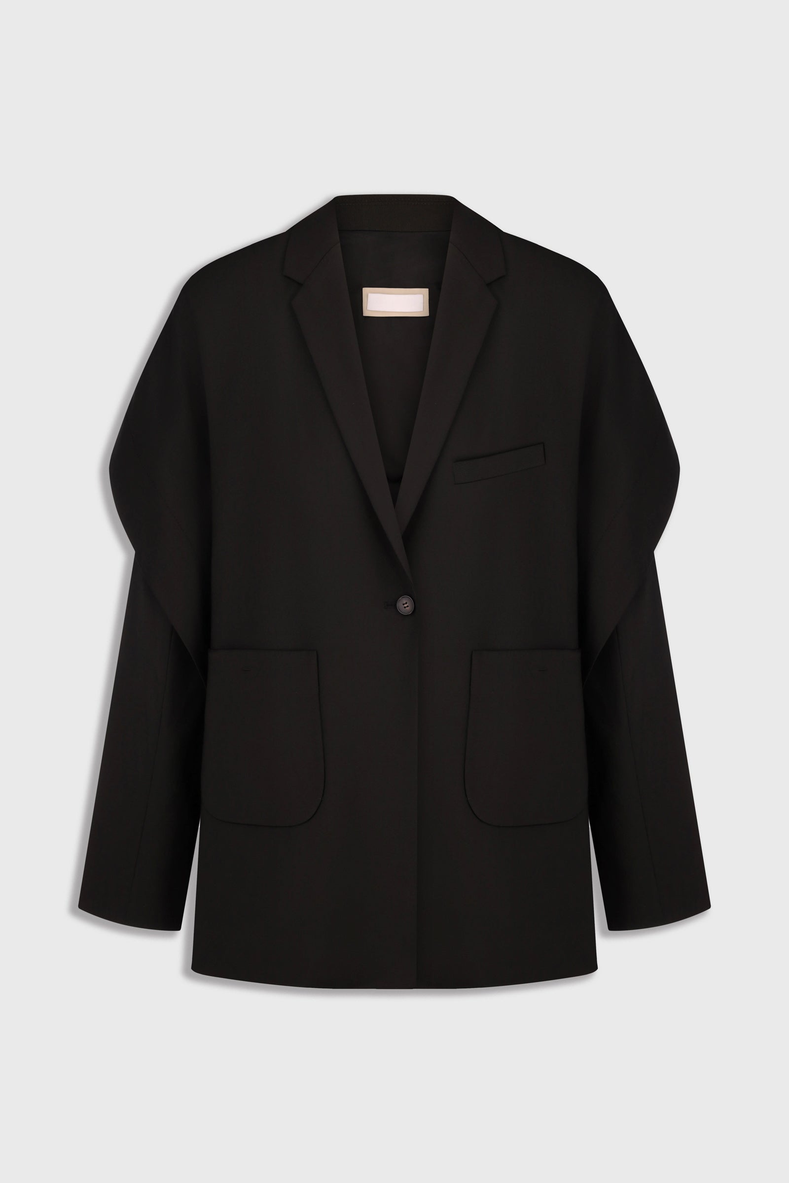 Tailored Jacket with Capelet Overlay in Black