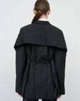 Tailored Jacket with Capelet Overlay in Black 3
