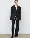 Tailored Jacket with Capelet Overlay in Black