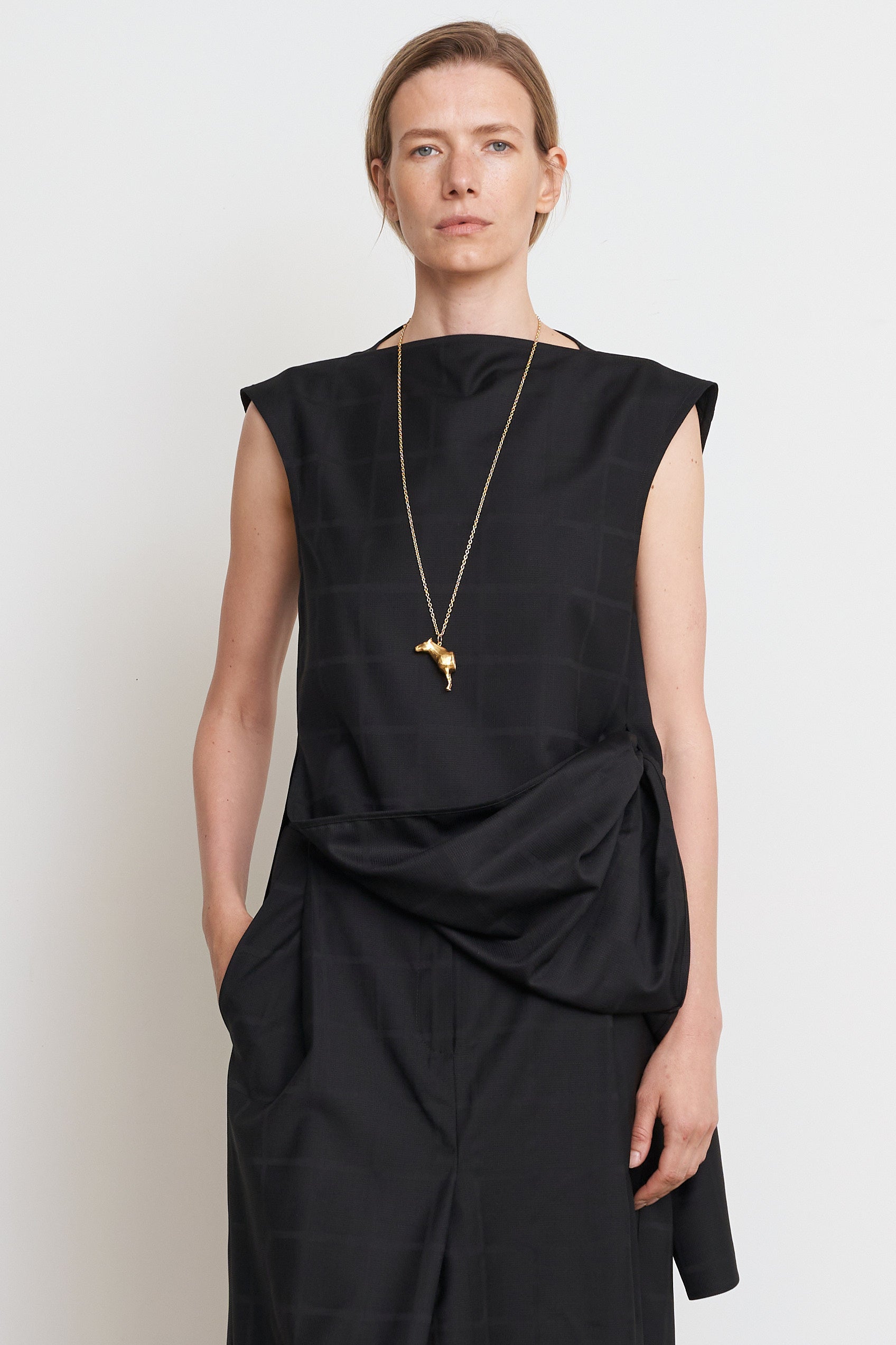 Сорочка з вовняної суміші з перекрученим поясом