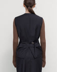 WOOL-BLEND VEST WITH DRAPED SIDES