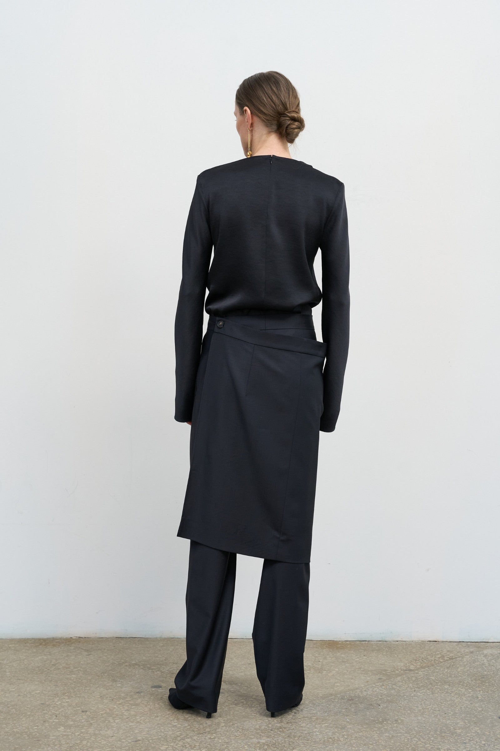 Вовняні штани зі спідницею-оверлеєм