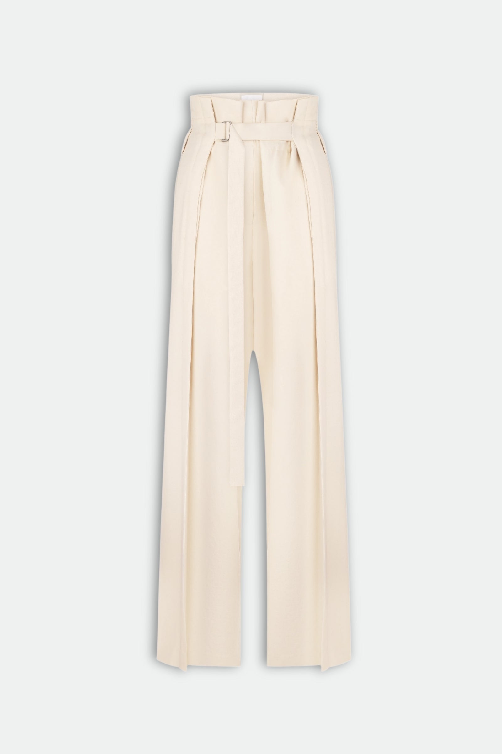Широкі бавовняні штани з регульованою талією айворі