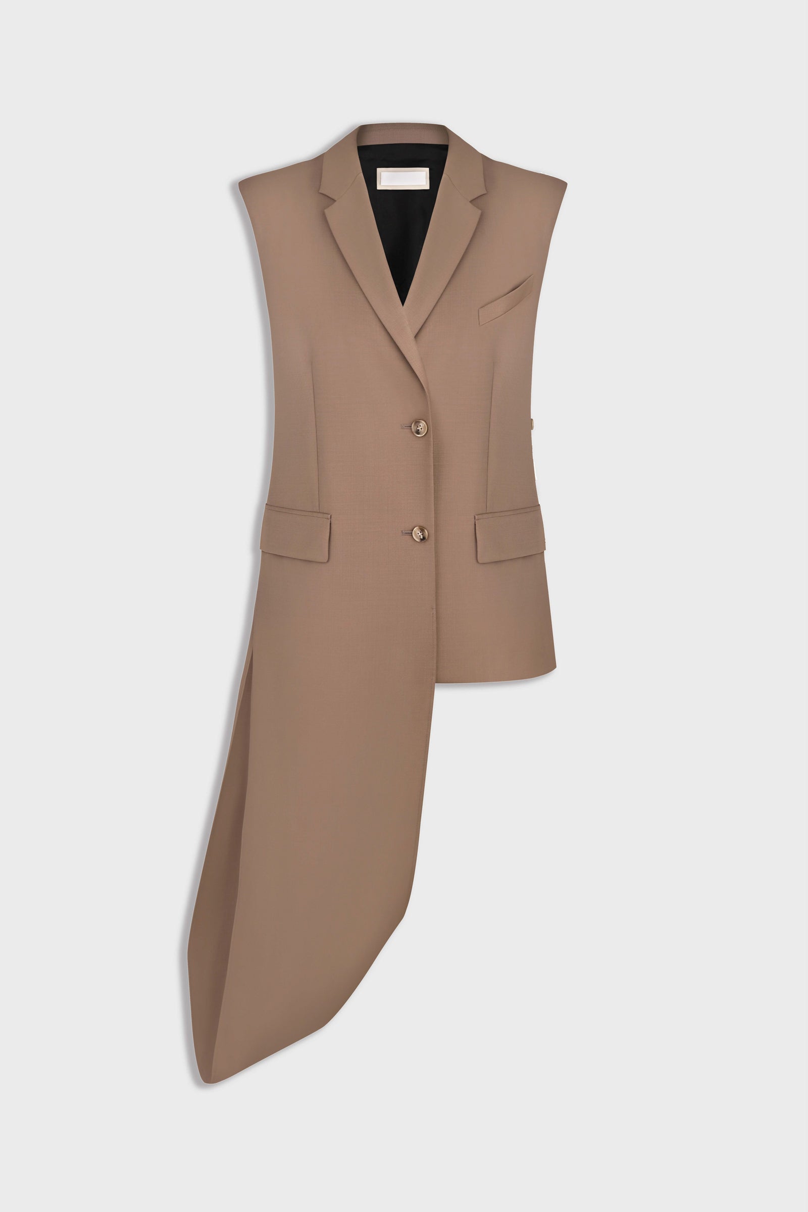 Wool Blend Deconstructed Vest with Scarf Detail in Beige