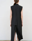 Wool Blend Deconstructed Vest with Scarf Detail in Black 1