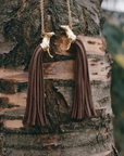 Spirit Gold-Plated Pendant with Black Leather-Fringed Tail