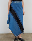 ASYMMETRIC DENIM MAXI SKIRT