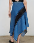 ASYMMETRIC DENIM MAXI SKIRT