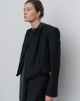 CROPPED DRAPED-NECK JACKET