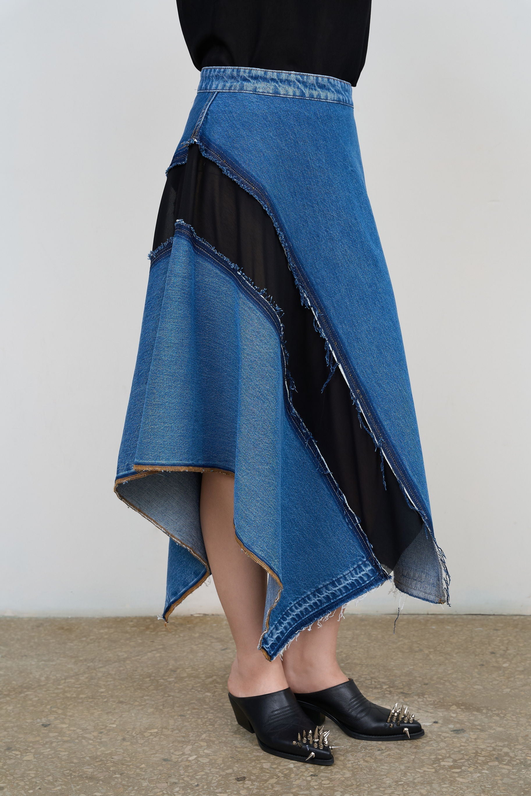 ASYMMETRIC DENIM MAXI SKIRT – Litkovska Ukraine