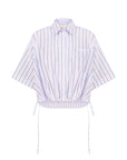 ASYMMETRIC HEM STRIPED COTTON POPLIN SHIRT