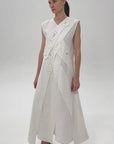 LAYERED MIDI DRESS WITH EMBROIDERY