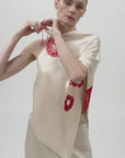 ASYMMETRIC EMBROIDERED HALTERNECK GOWN